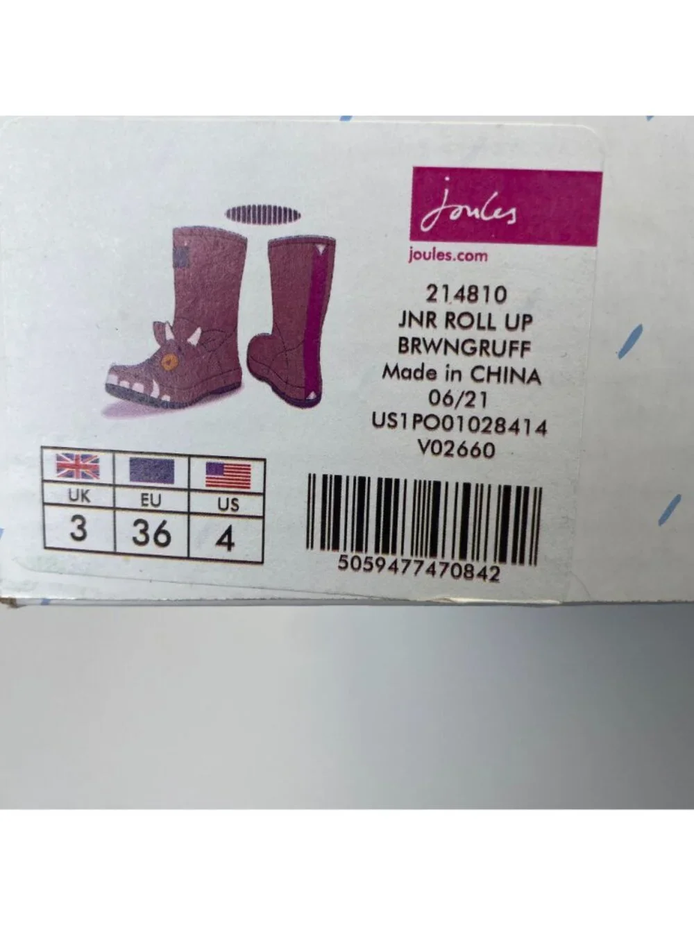 Joules Red Ladybug Rain Boots Big Kids Size 4 Brown Black Pull On Wellie Boots